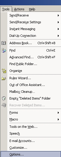 [ Click on Tools menu, then select Options...]